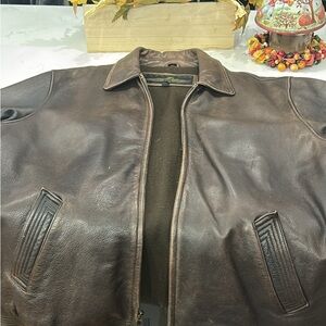 Structure Men's Dark Brown Leather Bomber Jacket